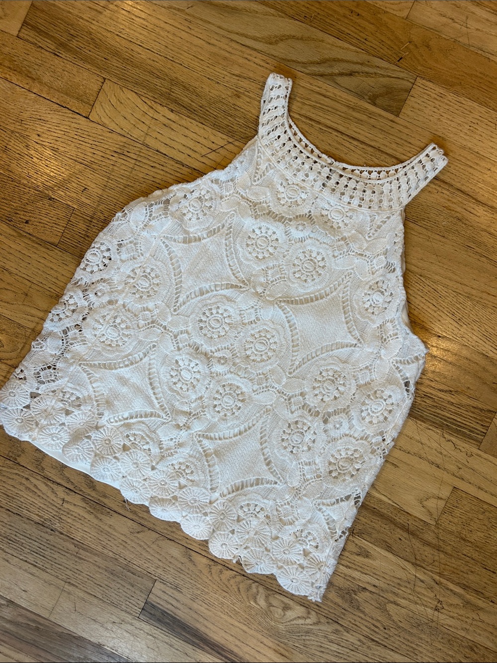 Adiva White Crochet Halter Tank Top